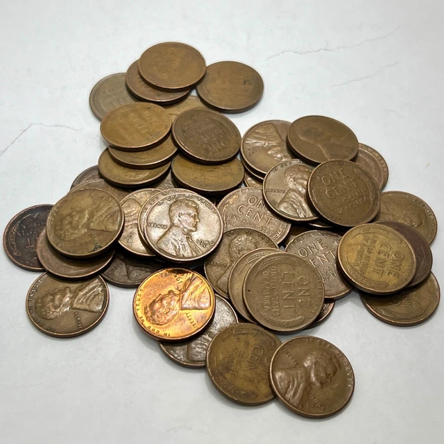 1940's & 1950's "S" MINT ONLY Lincoln Wheat Small Cent Penny 1C - FULL ROLL #11