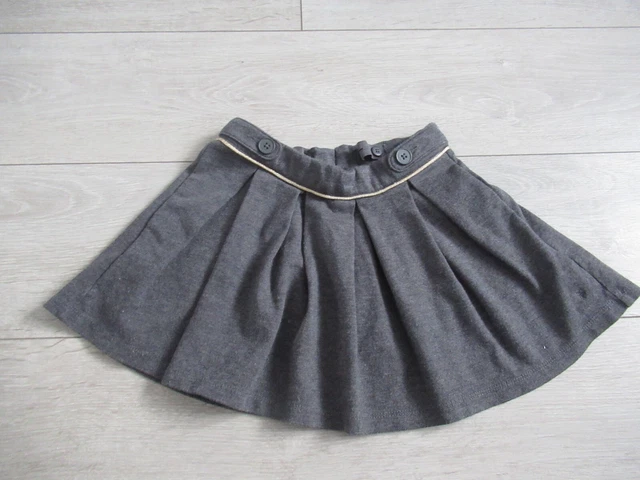 Jupe courte plissé fille en fibres recyclées bleu marine imprimé fleuri