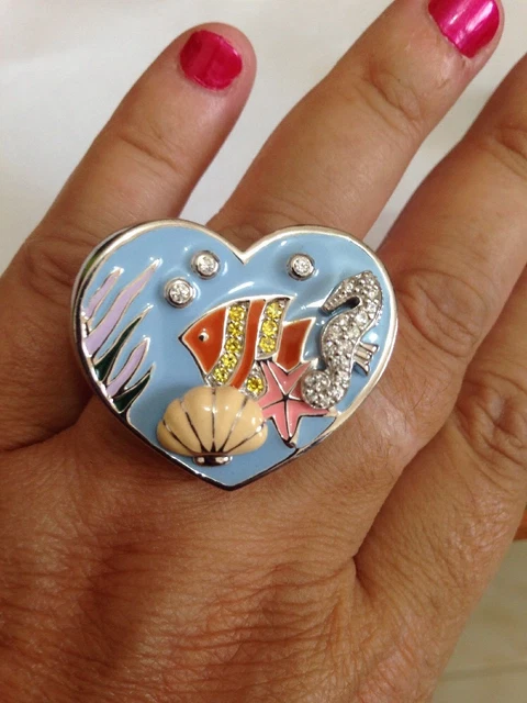 Bague Coeur Una Storia "Automne" En Argent Massif 925 Et Émail - Taille 52 - Neuf