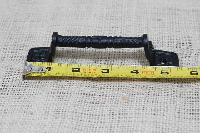 2 Cast Iron Black Barn Handle Gate Pull Shed Door Handles Fancy Drawer Pulls 6