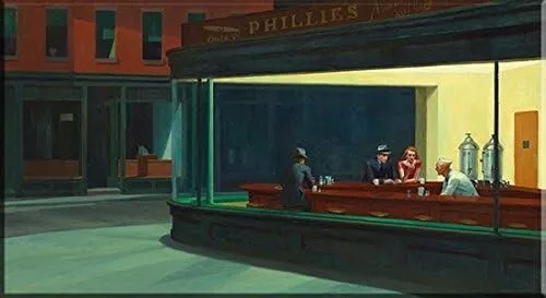 Edward Hopper Nighthawks sciamani da notte POSTER stampa tela stampa artistica 120x60 cm