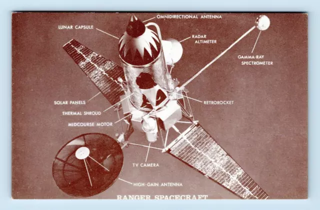 1962 NASA RANGER IV Satellite Model Card 8 of 32 Exhibit Supply Arcade Card M3