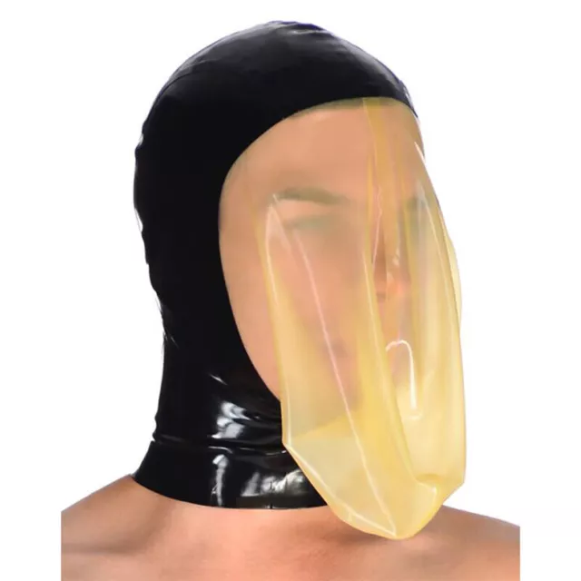 Latex Hood Rubber Mask w/ Sealed Breathing Bag for Experience Suffocation BDSM