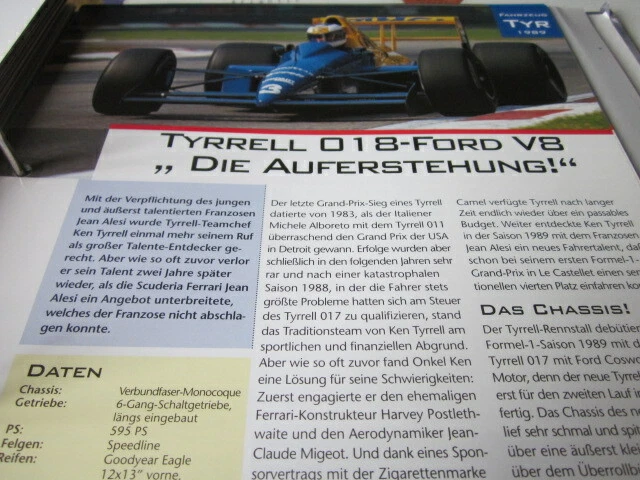 FORMEL 1 CHRONIK Fahrzeuge Tyrrell 018 Ford V8, 1989 EUR 4,60 PicClick DE