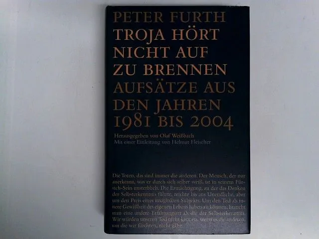 Troja hört nicht auf zu brennen: Aufsätze aus den Jahren 1981 bis 2004 Weißbach,