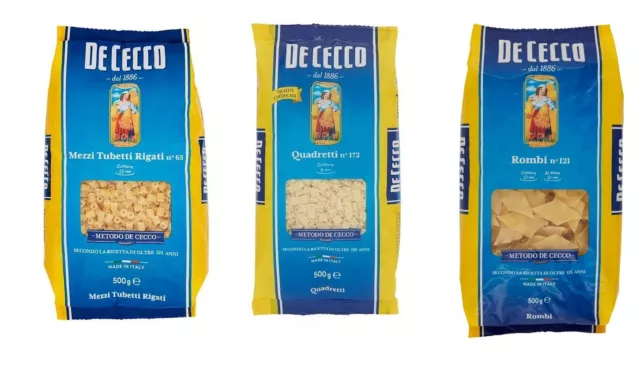 Minestra - De Cecco - Pasta - Mezzi Tubetti - Quadretti - Rombi - Scegli Formato