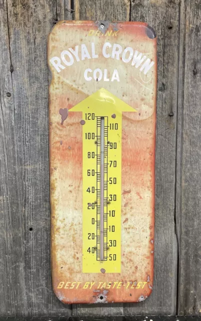 Vintage Drink ROYAL CROWN COLA Soda Advertising Country Store Thermometer Sign