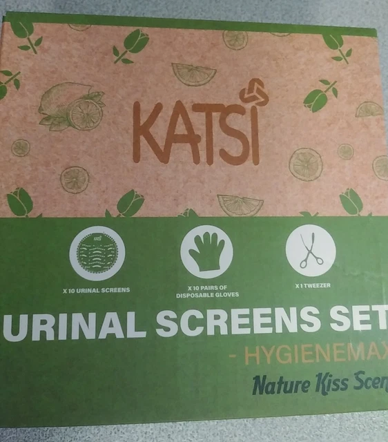 KATSI Urinal Screens Set   Urinal Mats with Stainless Steel Tweezers  6.6 x 6.6”