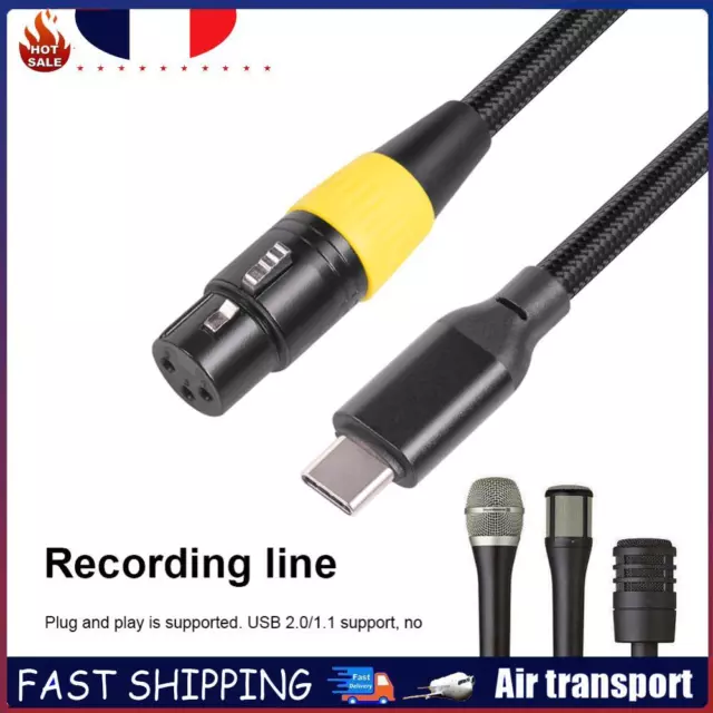 Type-C Male to XLR 3Pin Female Microphone Audio Cable Mic Adapter Cord (2 meter)