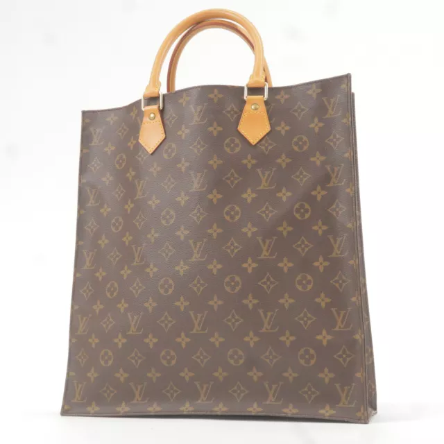 Auth Louis Vuitton Monogram Sac Plat Hand Bag Tote Bag M51140 Used 3