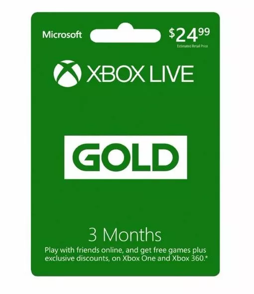 Xbox LIVE 3 Month Game Pass Core Gold Membership for Xbox 360 / XBOX ONE Card