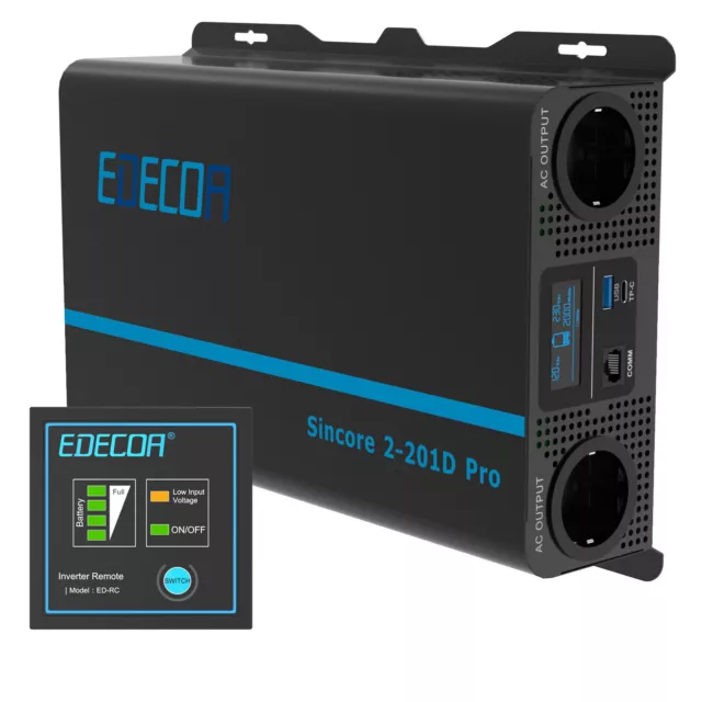 EDECOA convertisseur 12v 220v Pur Sinus 1500w 2X USB télécommande Pro  onduleur sélectionner Le Type de Batterie FLD AGM Gel LiFePo4 Mode ECO :  : High-Tech