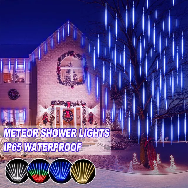 Außen LED Lichterkette Meteorschauer Regenfall Lichterregen Fenster Weihnachten