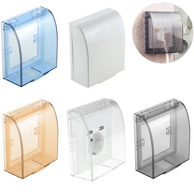 Prise Murale Housse Imperméable Boîte 1pcs Transparent Blanc 86 Type ABS Noir