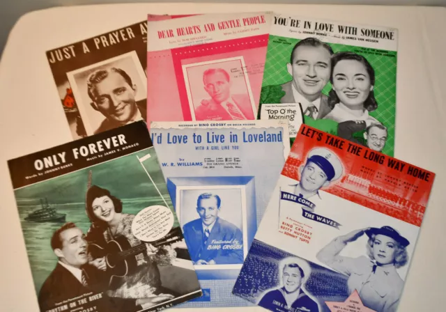 Vintage Sheet Music - Lot of 6 Bing Crosby Classics ~ 1937 - 1949