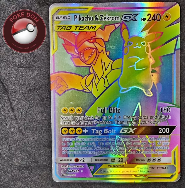  Pokemon Team Up Pikachu & Zekrom GX - 184/181 - Secret