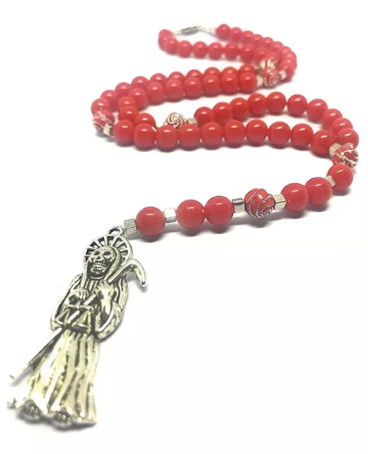 Acrylic Holy Death's Necklace Rosary Style. Collar De La Santa Muerte Acrilico