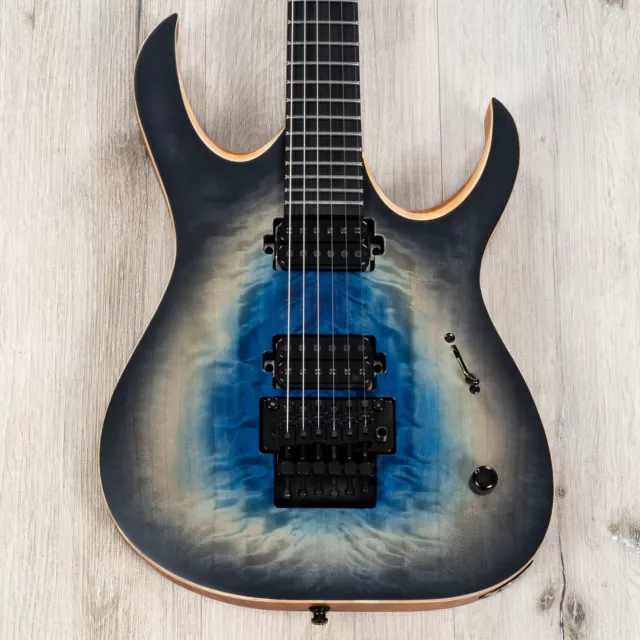 Mayones Duvell Elite PRO 6 Guitar, 4A Curly Poplar Top, Galaxy Eye Blue Satine