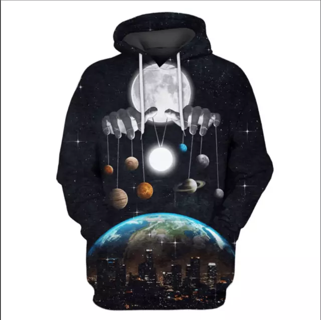 Earth Moon and Planets in solar system Custom 3D HOODIE Halloween Gift Us Size 3