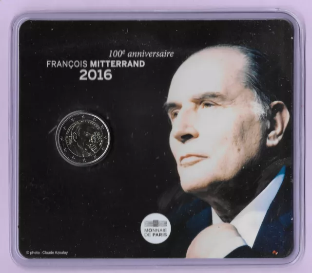 FRANCE 2016, 2 Euro BU François MITTERRAND / 2 € Commémorative UNC Coincard MDP