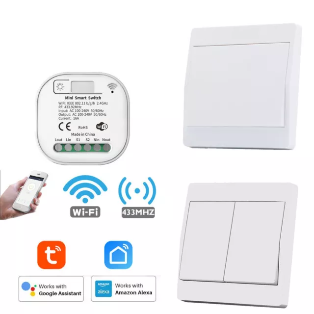 WiFi RF Smart Light Switch with Kinetic Wall Switch,Wireless Controller,220V 16A
