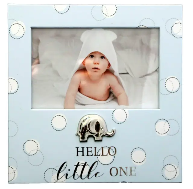 BABY BOY PHOTO FRAME Little One Dots blue pockets brag book 4x6 pages guest book
