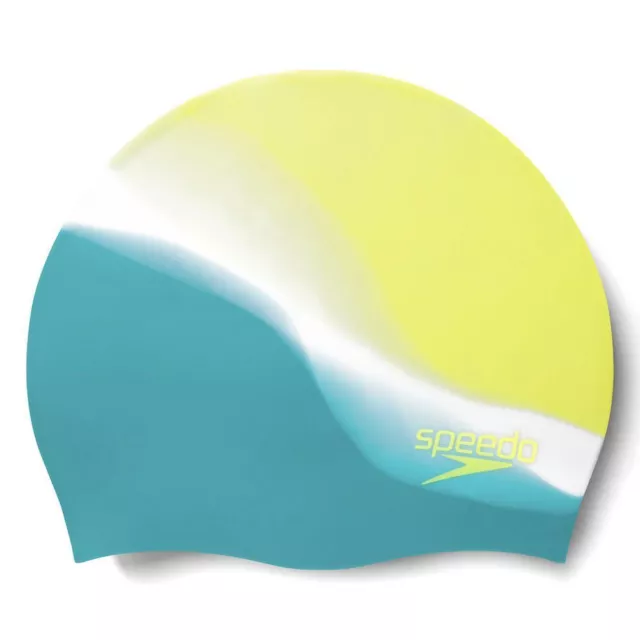 SPEEDO Junior Multi Colour Silicone Cap - Spritz/White/Aquarium, Silicone Swim C