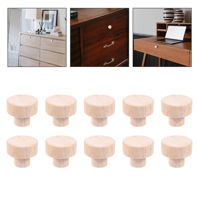 10Pcs Cupboard Wardrobe Wooden Handle Door Knobs Cabinet Drawer Pull Handle