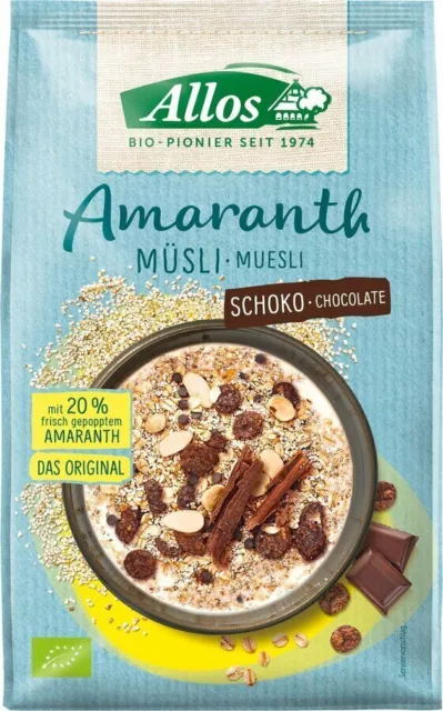 Allos Amaranto Cioccolato Cereali Bio 375g Fibra Magnesio, Ferro e Proteine