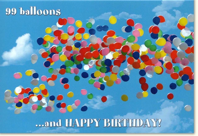 Herzlichen Glückwunsch Zum Geburtstag Englisch GLÜCKWUNSCHKARTE GEBURTSTAG ENGLISCH 99 balloons and happy birthd - mit