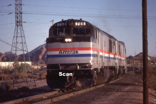 Original 35mm Gleitzüge/Lokomotive #708 Amtrak Eisenbahn Mar 1981 #T440