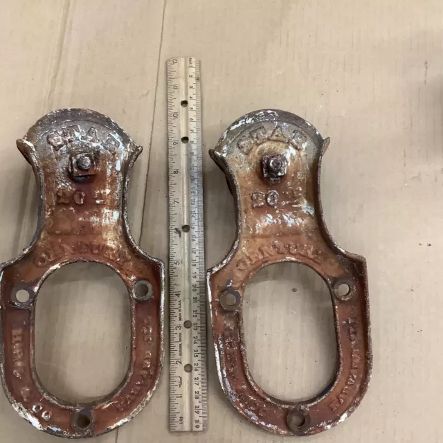 Antique STAR CENTURY 20  Cast Iron Barn Door Rollers Hangers Pair Set USA RHF&CO