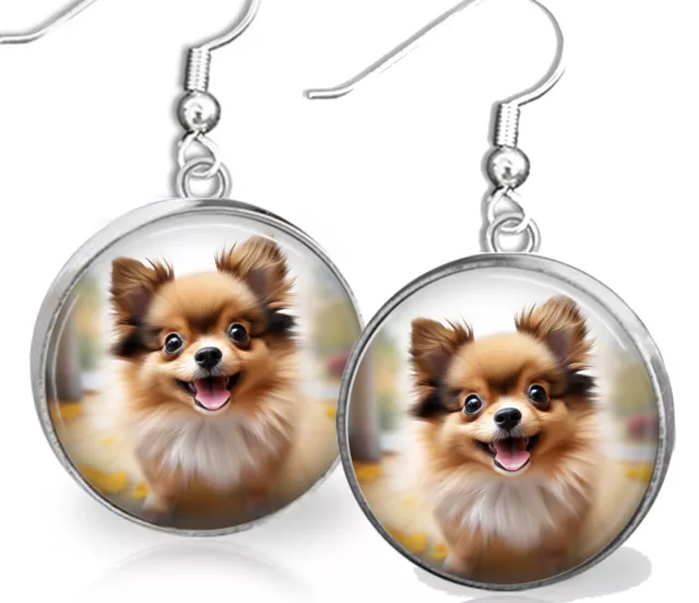 Pomeranian Puppy Dog Earrings Watercolor Art Print Pomeranian Pom Dog Mom Gift