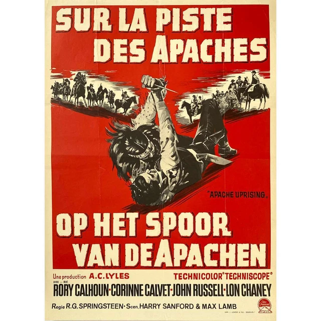 SUR LA PISTE DES APACHES Affiche de film  - 35x55 cm. - 1965 - Rory Calhoun, R.G