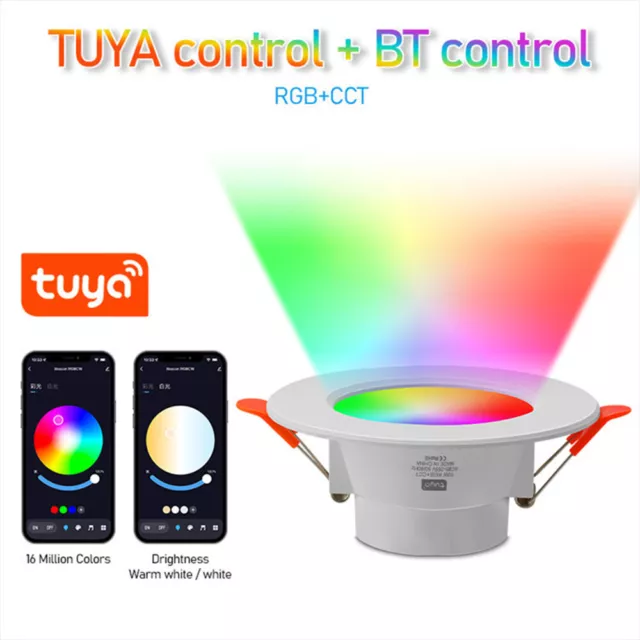 Tuya Bluetooth Smart LED Downlight Bulb RGB+White+Warm Dimmable 10W-15W Lamp