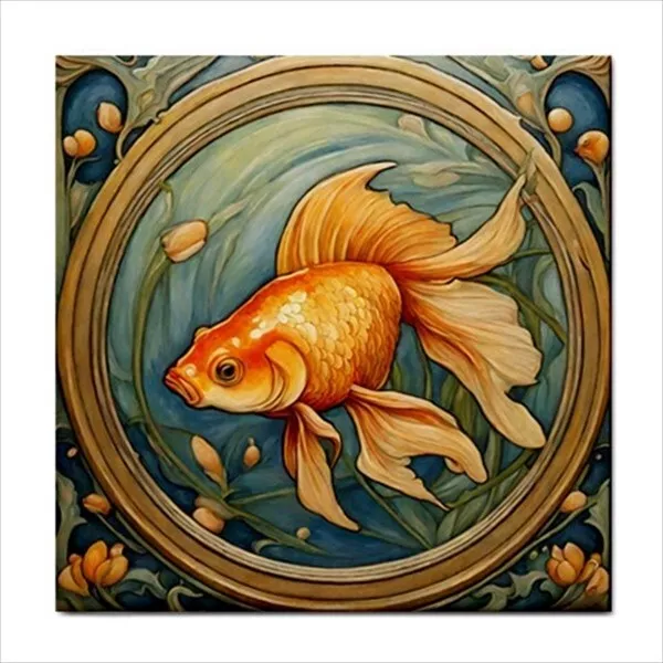 Goldfish Ceramic Tile Art Nouveau Backsplash Home Decor