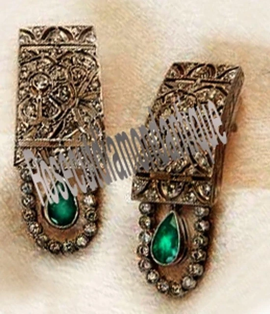 ESTATE ART DECO ANTIQUE ROSE CUT DIAMOND 1.76ct EMERALD VICTORIAN STYLE EARRINGS