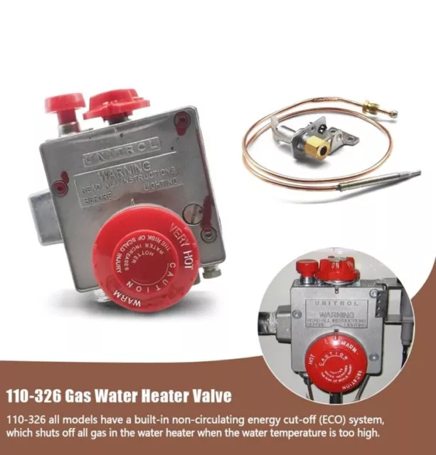 Natural Gas Water Heater Thermostat with 1-3/8" Shank, 3-1/2" W.C.