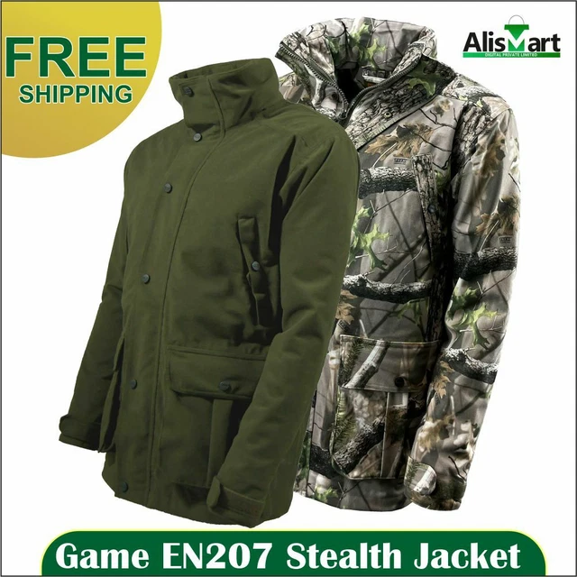 Game Men Reversible Hunting Jacket Stealth Camo Shooting Fishing Waterproof Coat