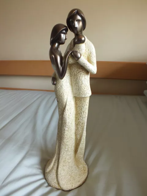Bronze & Cream Loving Family Man/Woman/Child Figurine Ornament (Birth)