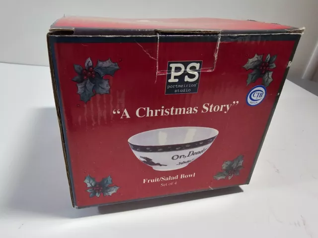 Susan Winget  “A Christmas Story” Portmeirion Studio Fruit/Salad Bowls Set of 4