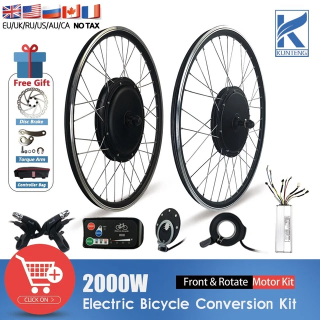 ELECTRIC BICYCLE CONVERSION Kit 48V 2000W Front Rear Gearless Hub Motor