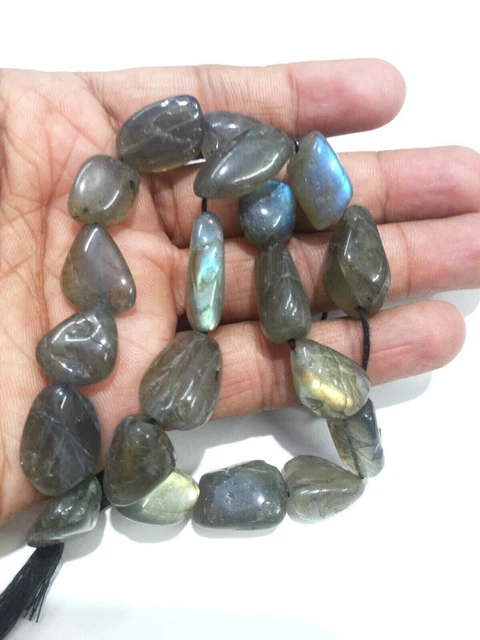 Labradorite 11x15-15x21mm Nugget Smooth Tumble Gemstone Beads 1 Strand 14"Inch 2