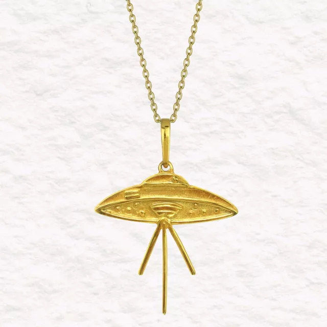 The Elvis UFO .8" 24k GP .950 Silver Necklace| Across The Puddle