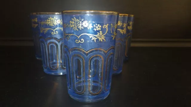 Blue Juice glasses Verres a The de Lux 6 6 oz flat bottom retired Old Stock