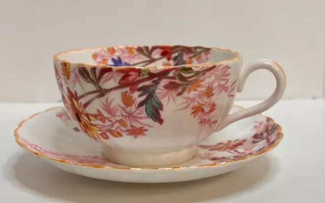 Spode Copeland China Chelsea Garden Tea Cup and Saucer Mustard Trim Excellent