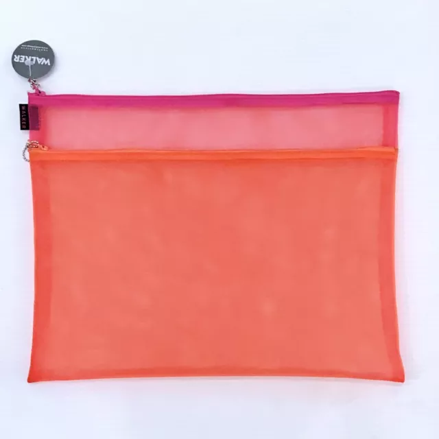Walker Co Needlework Project Double zip Bag 14" x 11 made in USA Orange Fuchsia