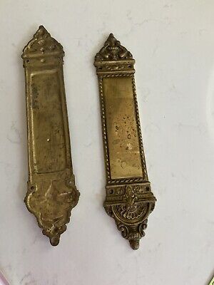 Pair of 2 Vintage Brass Architectural Door Hardware Push Plate 2
