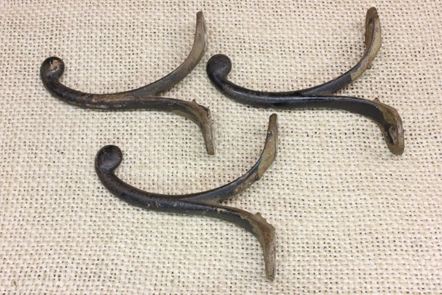 3 Old Single Coat Hooks School Farmhouse Rustic Paint 1850’s Vintage 2 1/2" 4