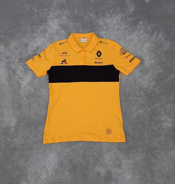 LE COQ SPORTIF Polo T Shirt Womens Medium Yellow Renault Team